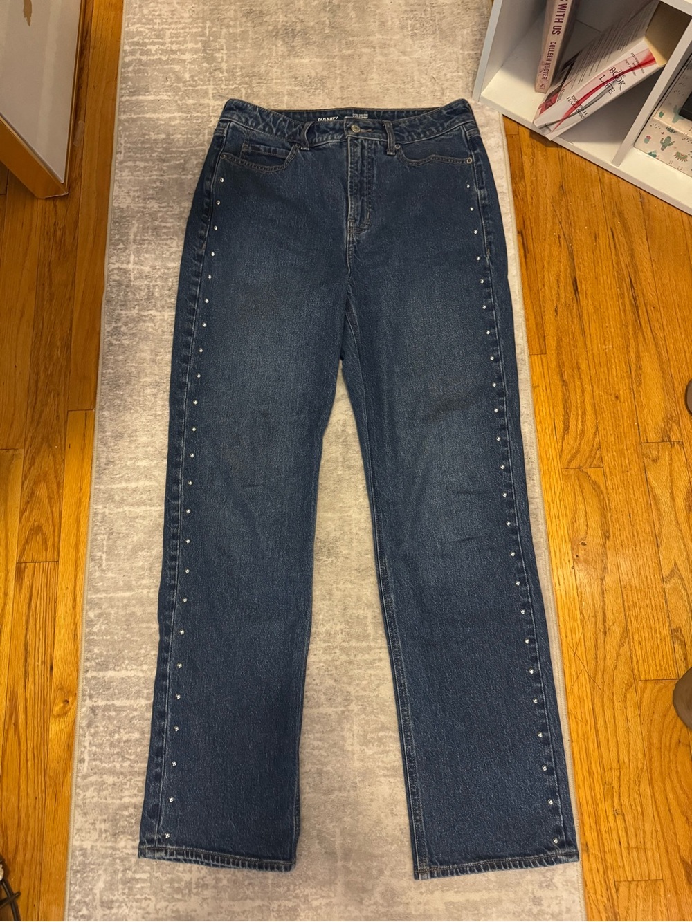 Old Navy Dark Blue Straight-Leg Jeans with Side Studs